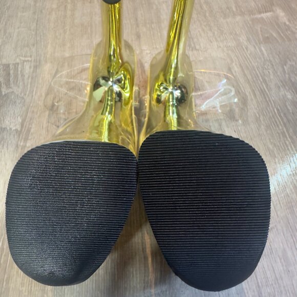 Pleaser Flamingo-808 Clear/Gold Heels — Size 8 👑💛 - Picture 2 of 6